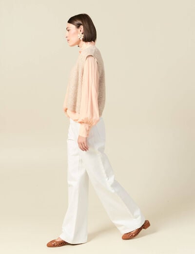 Gilet sans manches creme femme