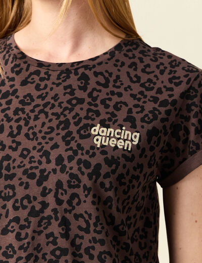 T-shirt manches courtes marron foncé femme