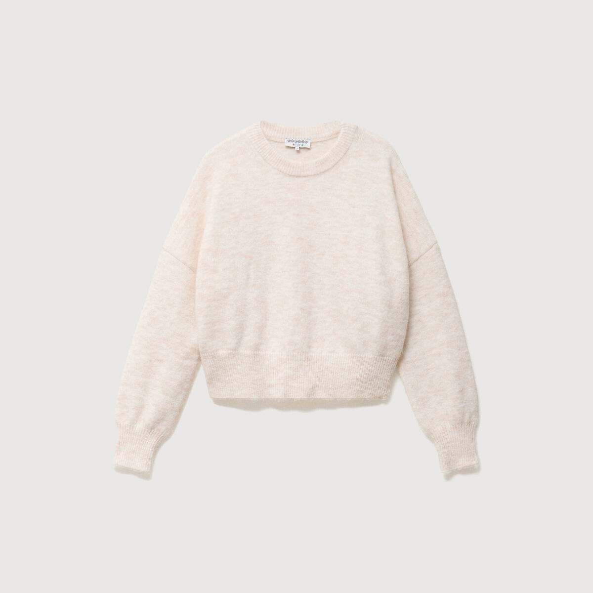 Pull droit cropped manches longues creme femme