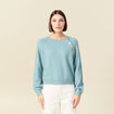Pull manches longues col rond gris femme