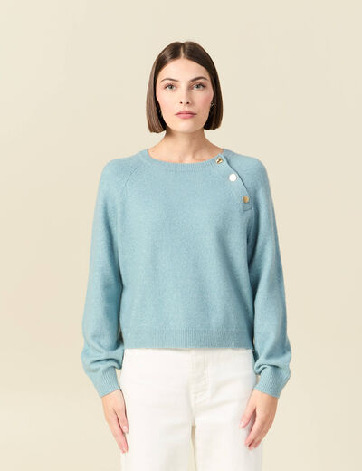 Pull manches longues col rond gris femme