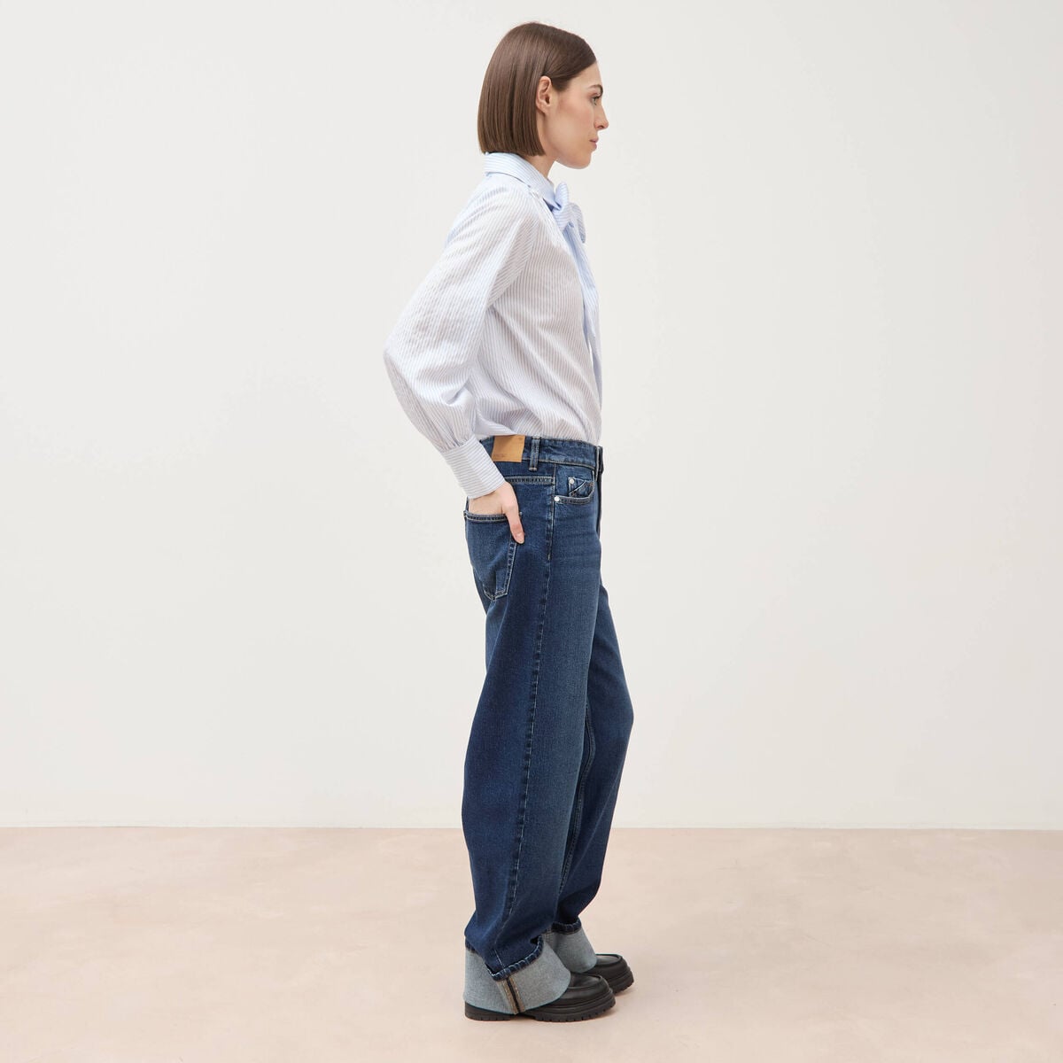 Jeans straight taille standard denim brut femme