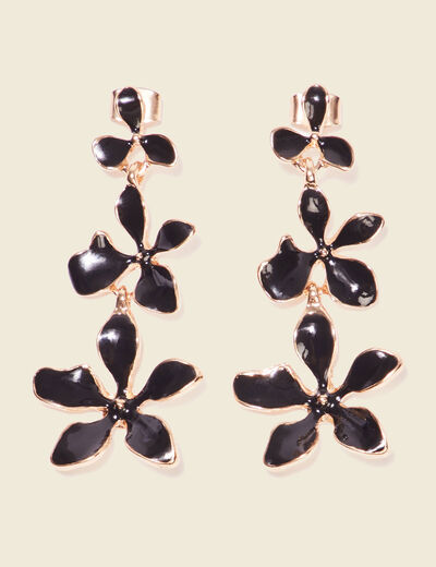 Boucles d'oreilles pendantes noir femme