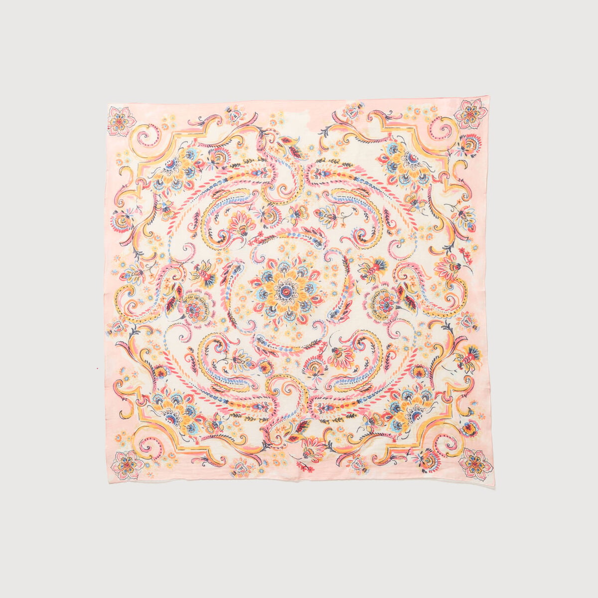 Foulard en coton dentelle satin&eacute;e orange femme