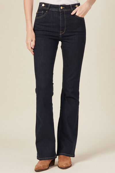 Jeans flare 5 poches denim brut rinse femme