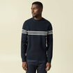 Pull fin col rond manches longues bleu marine homme