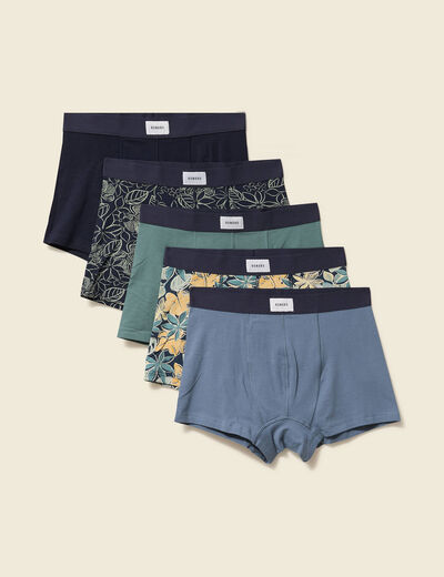 Lot de 5 boxers vert fonc&eacute; homme