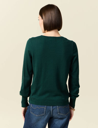 Pull manches longues vert foncé femme