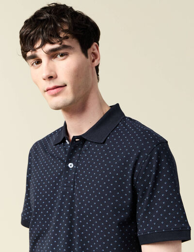Polo cintr&eacute; manches courtes col polo bleu homme