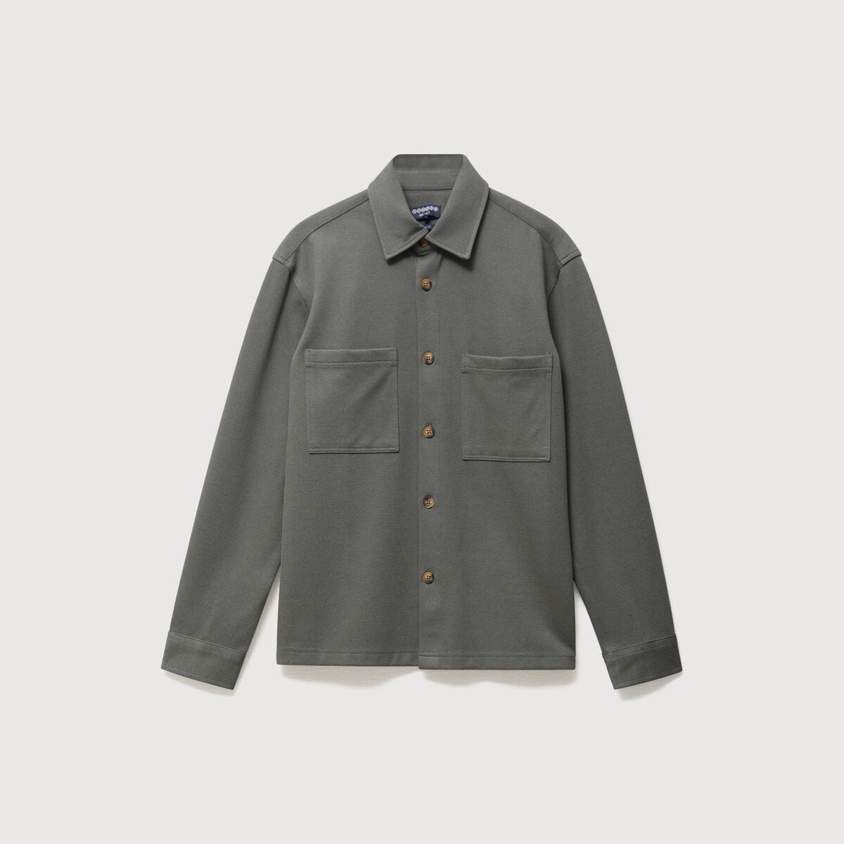 Surchemise droite col am&eacute;ricain vert kaki homme