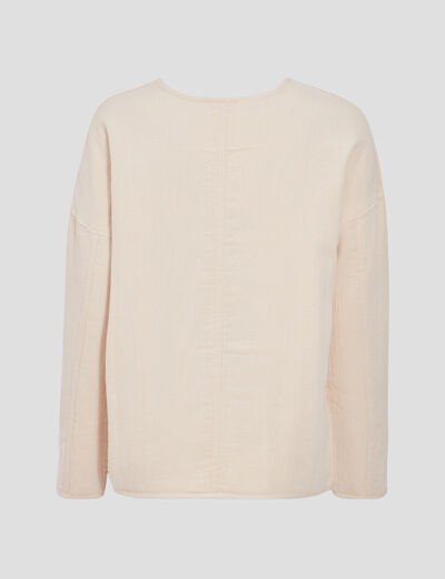 Veste droite boutonnée creme femme