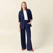 Pantalon city large à pinces bleu marine femme