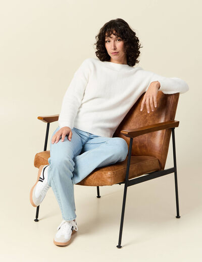 Pull manches longues ecru femme