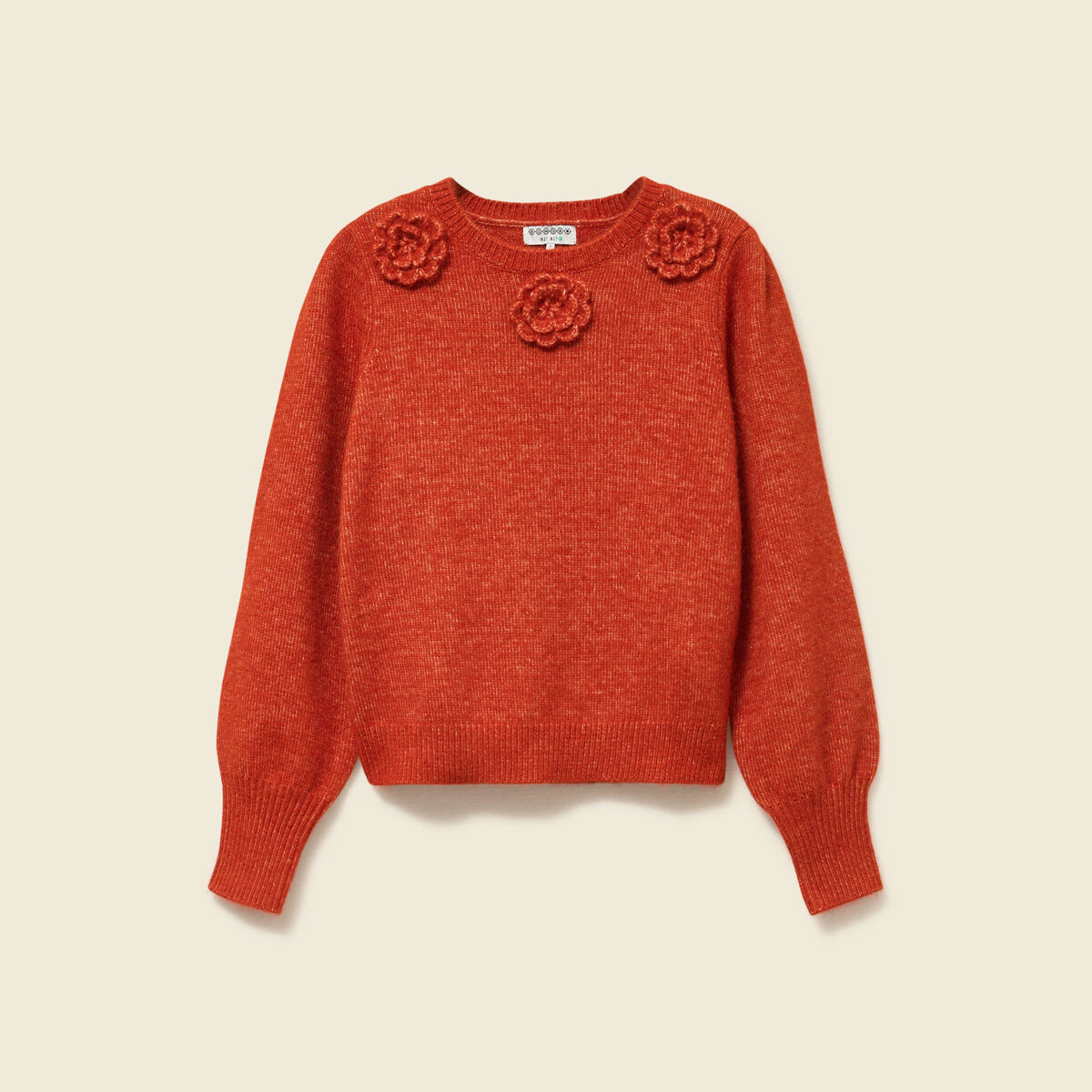 Pull manches longues col rond rouge fonc&eacute; femme