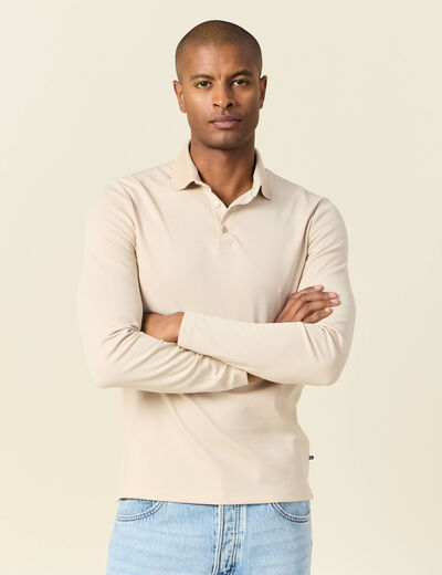 Polo manches longues sable homme