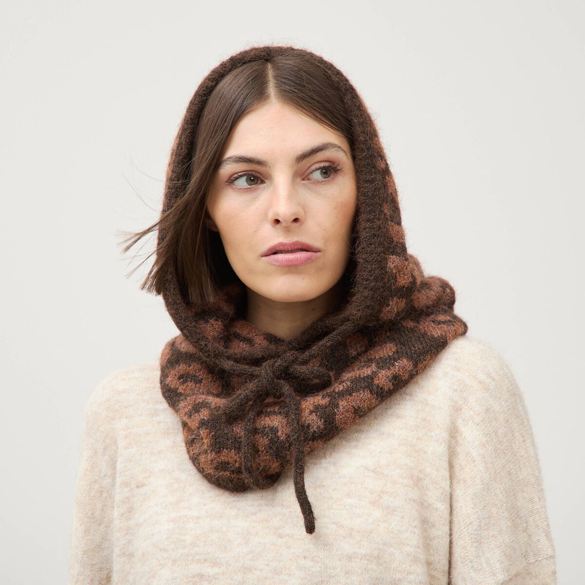 Cagoule marron clair femme