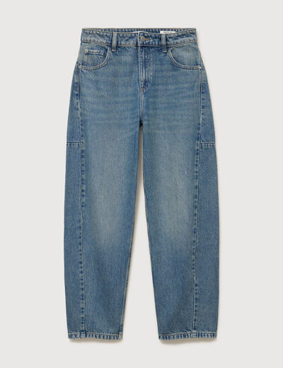 Jeans barrel taille standard bleu femme