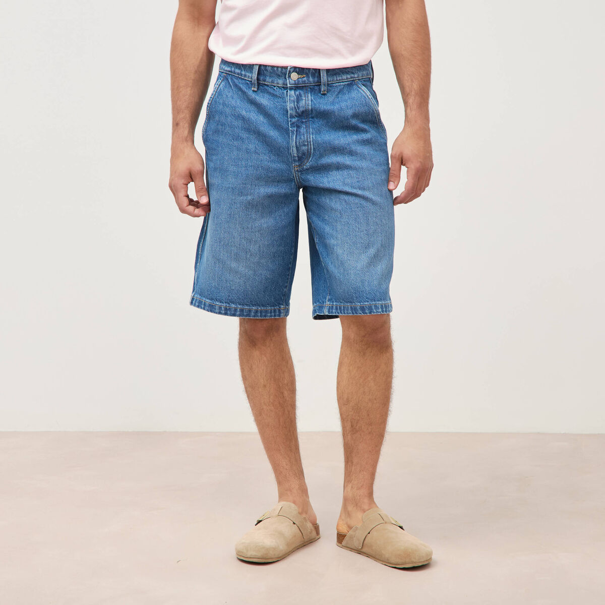 Bermuda en jean coton denim stone homme