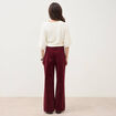 Pantalon flare taille haute en velours bordeaux femme
