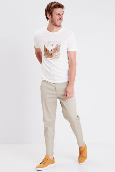 Pantalon chino tappered beige homme