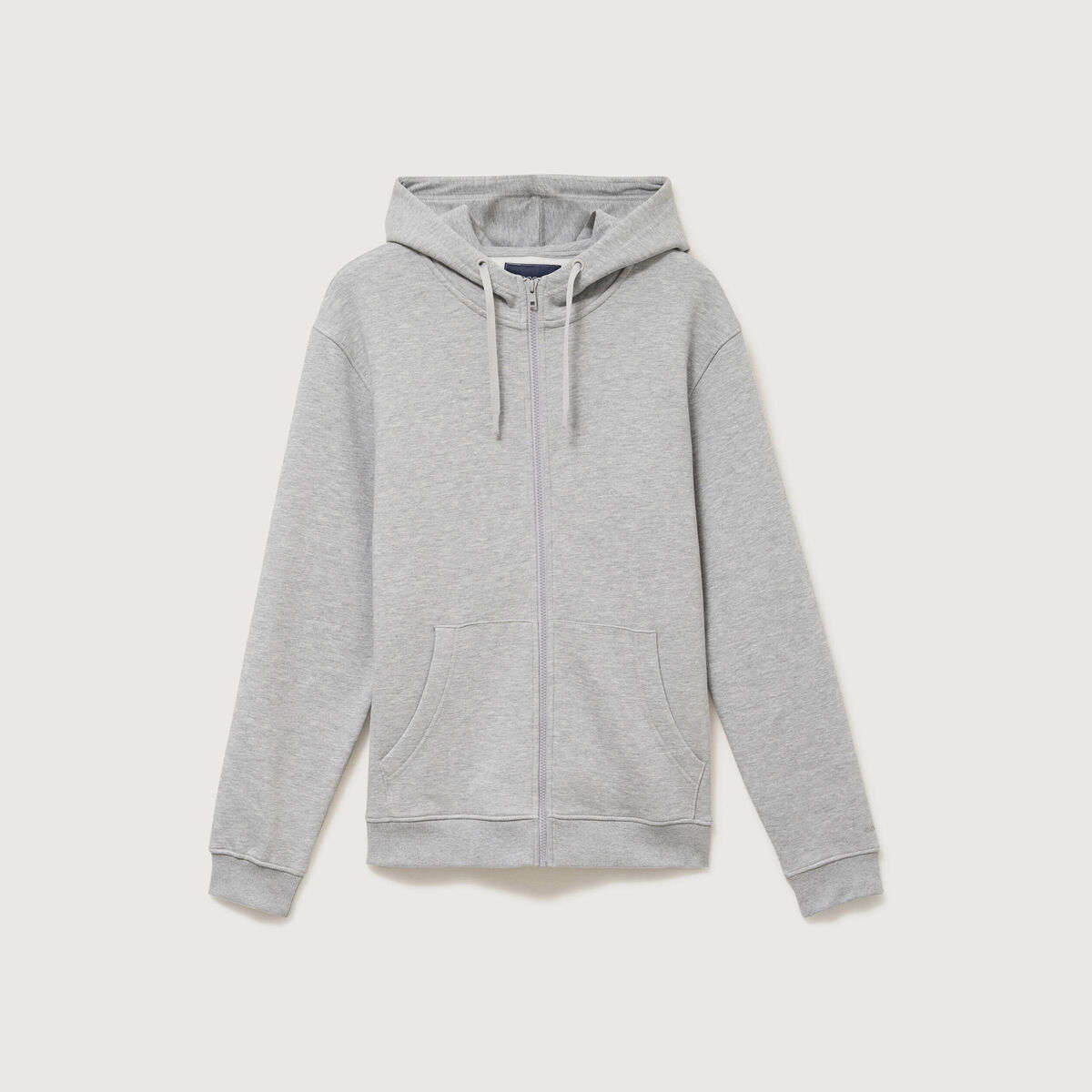 Sweat &agrave; capuche manches longues gris clair homme