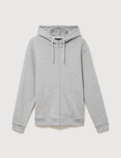 Sweat &agrave; capuche manches longues gris clair homme