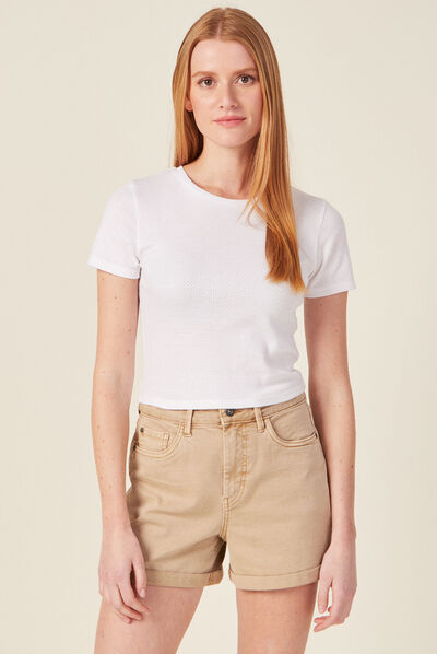 T-shirt manches courtes blanc femme