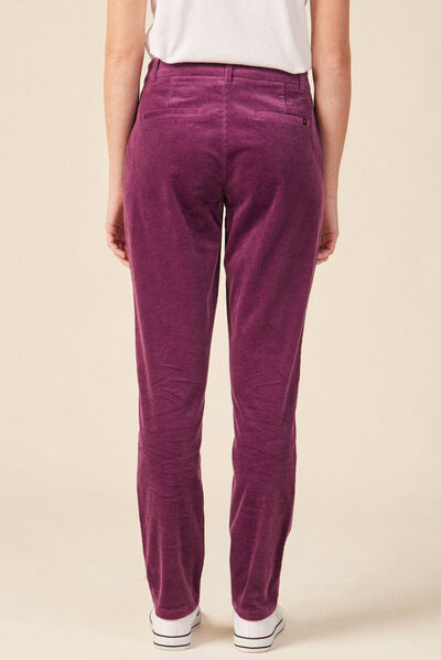 Pantalon chino velours côtelé violet femme