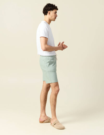 Short droit avec cordon vert olive homme