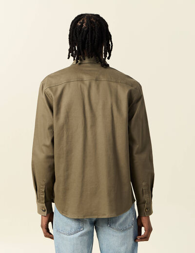 Surchemise manches longues vert kaki homme