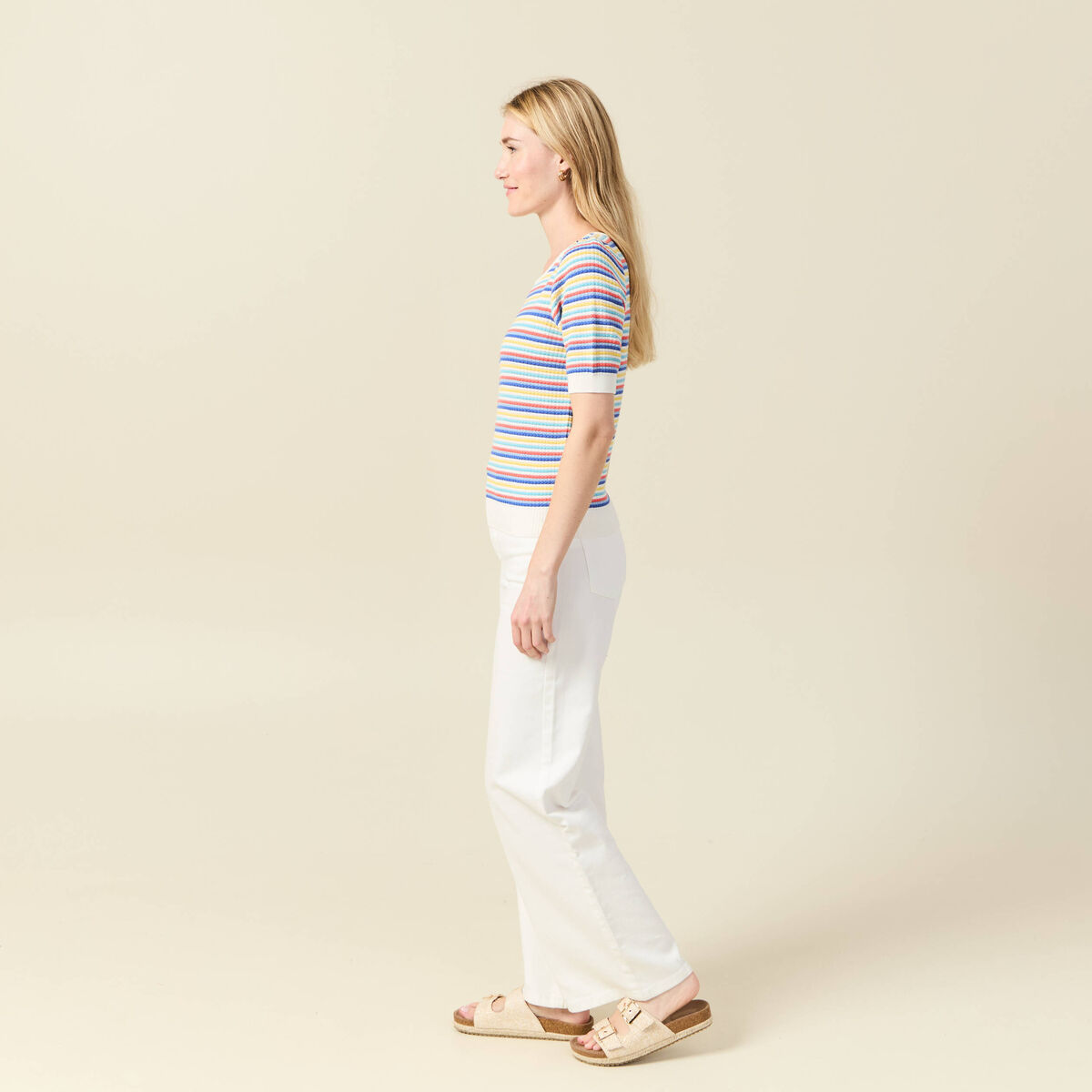 Pull manches courtes vert clair femme