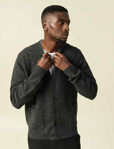 Gilet manches longues gris fonc&eacute; homme