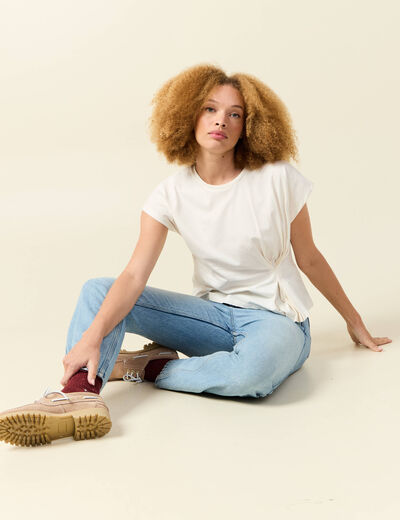 T-shirt manches courtes creme femme