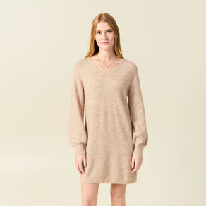 Robe pull droite taupe femme
