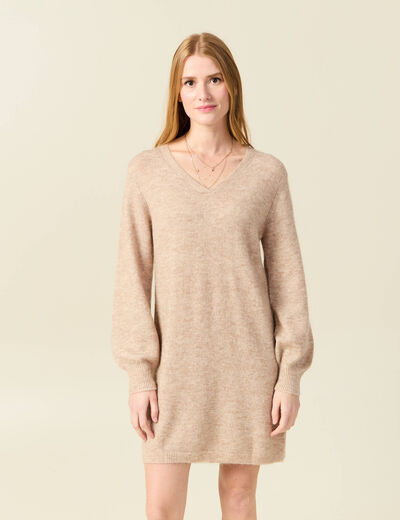 Robe pull droite taupe femme