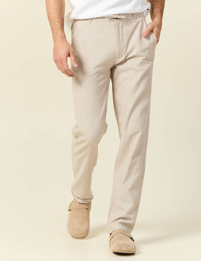 Pantalon chino droit beige homme