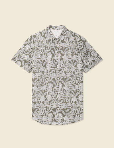 Chemise manches courtes vert kaki homme