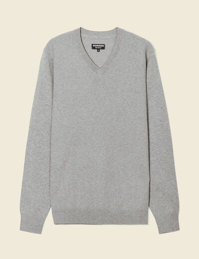 Pull col en V éco-responsable gris foncé homme