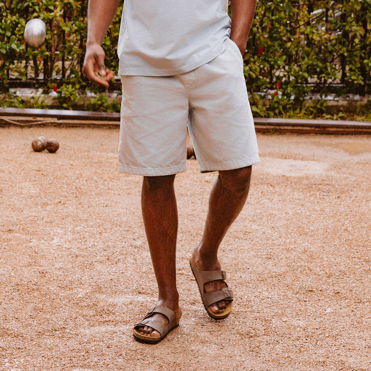 Bermuda en coton gris clair homme