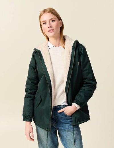 Parka r&eacute;versible vert femme