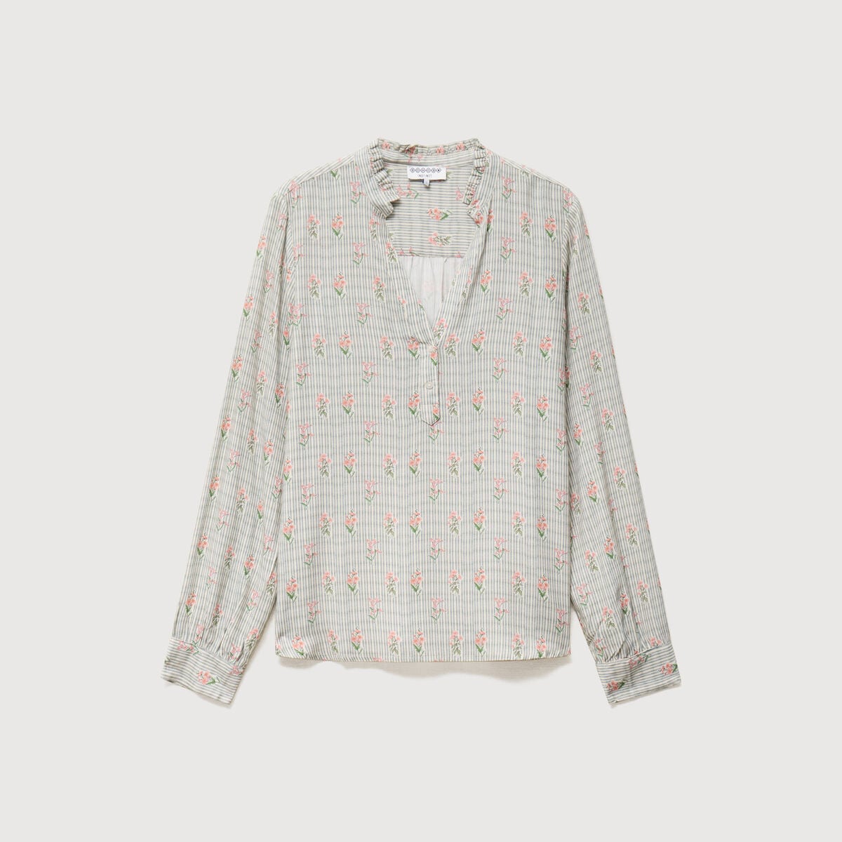 Blouse manches longues bleu gris femme