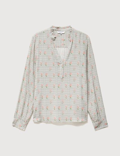 Blouse manches longues bleu gris femme