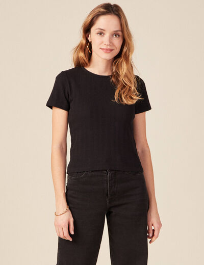 T-shirt manches courtes noir femme