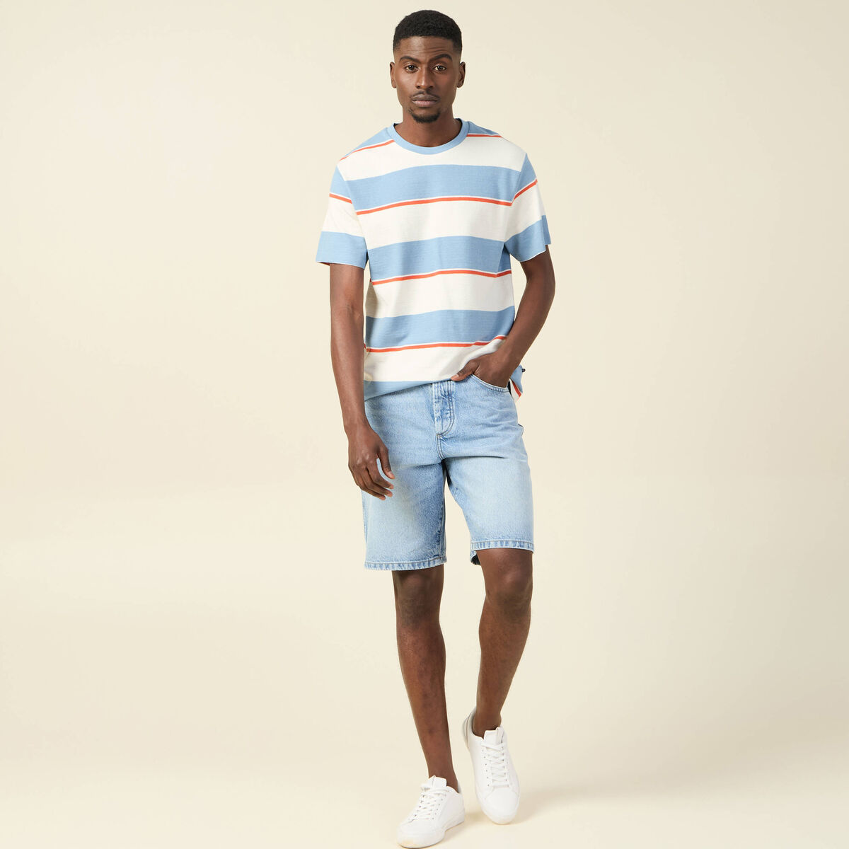 T-shirt manches courtes bleu gris homme