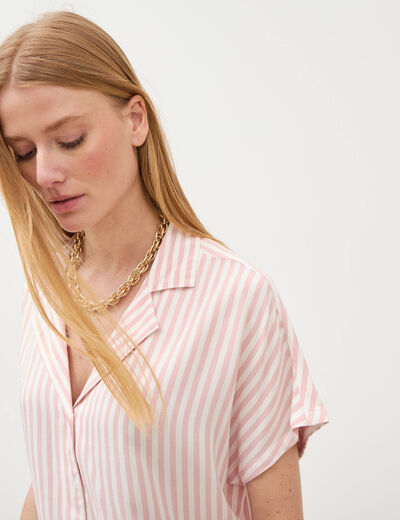 Chemise manches 3/4 rose pastel femme