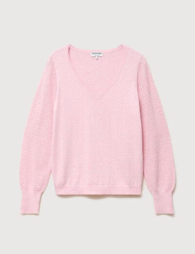 Pull manches longues rose pastel femme
