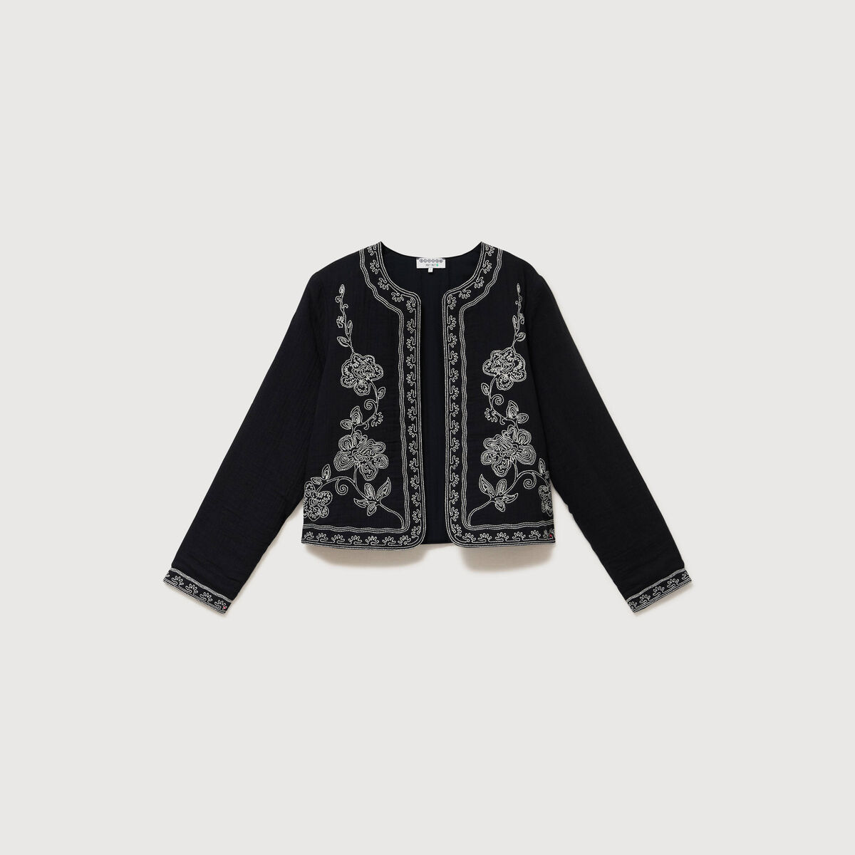 Veste en coton avec broderie noir femme