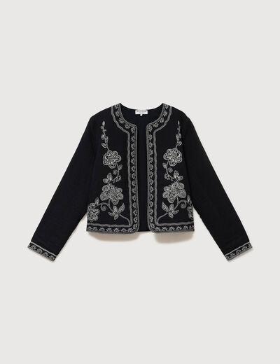 Veste en coton avec broderie noir femme