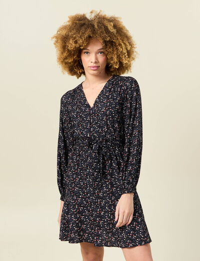 Robe évasée éco-responsable noir femme