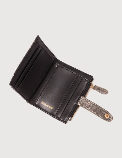 Portefeuille en cuir gris fonc&eacute; femme